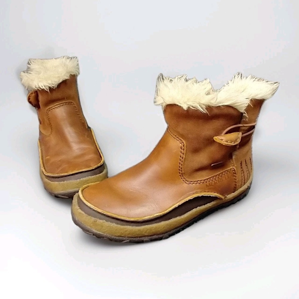 Merrell Women's 5.5 Tremblant Pull On Polar Waterproof Brown Leather Boots